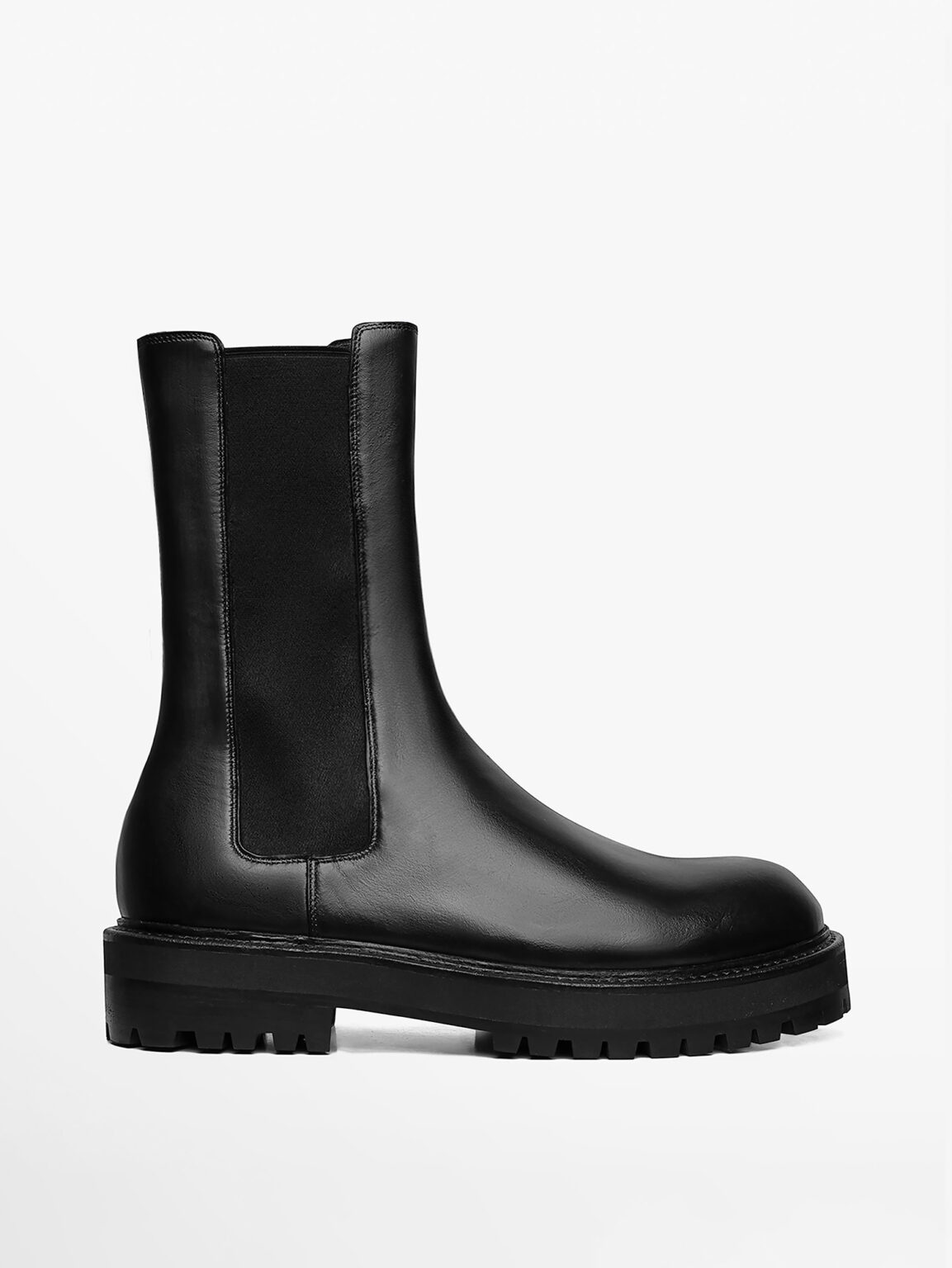 CHUNKY CHELSEA BOOTS IN BLACK LEATHER TARMOR
