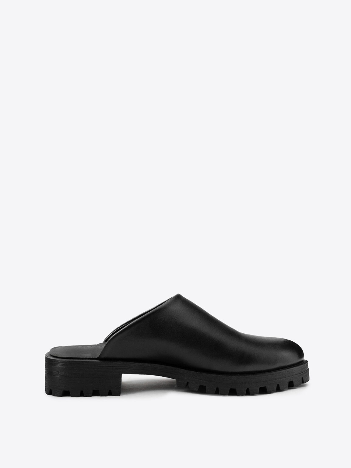 Leather Mules with Chunk Heels